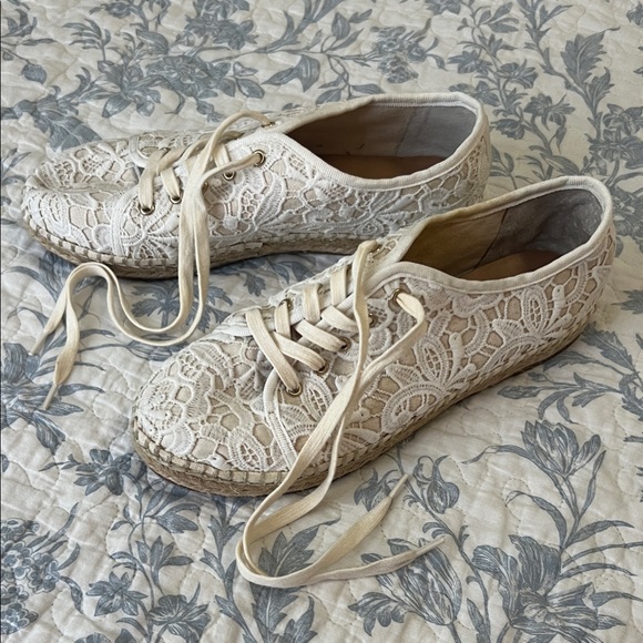 Unisa Shoes - Unisa Cream Lace Espadrille Shoes